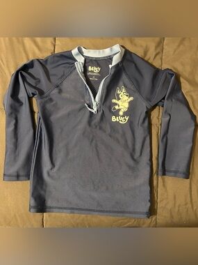 Disney Bluey Navy and Light Blue Kids Swim Rash Guard